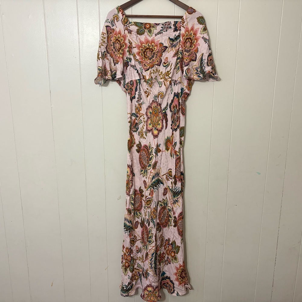 Kachel x Anthropologie Floral Flutter Sleeve Midi Dress Pink Romantic Boho Size - Picture 3 of 16